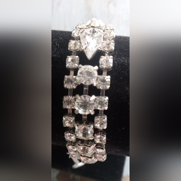 Eisenberg Ice Crystal Clear Rhinestones Signed Vintage Mid Century Bracelet - Picture 9 of 13